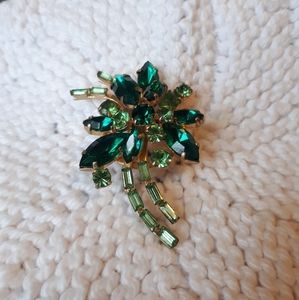 SOLD Green Rhinestone Brooch